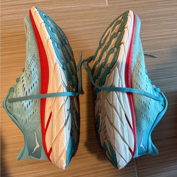HOKA Women's Clifton 8 Running Shoes - Teal and Red - Picture 13 of 16